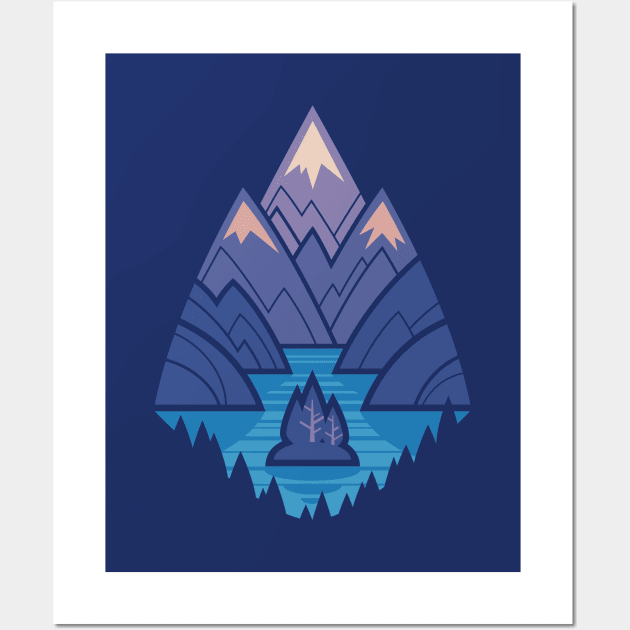 Mountain Lake : Blue Wall Art by Waynem